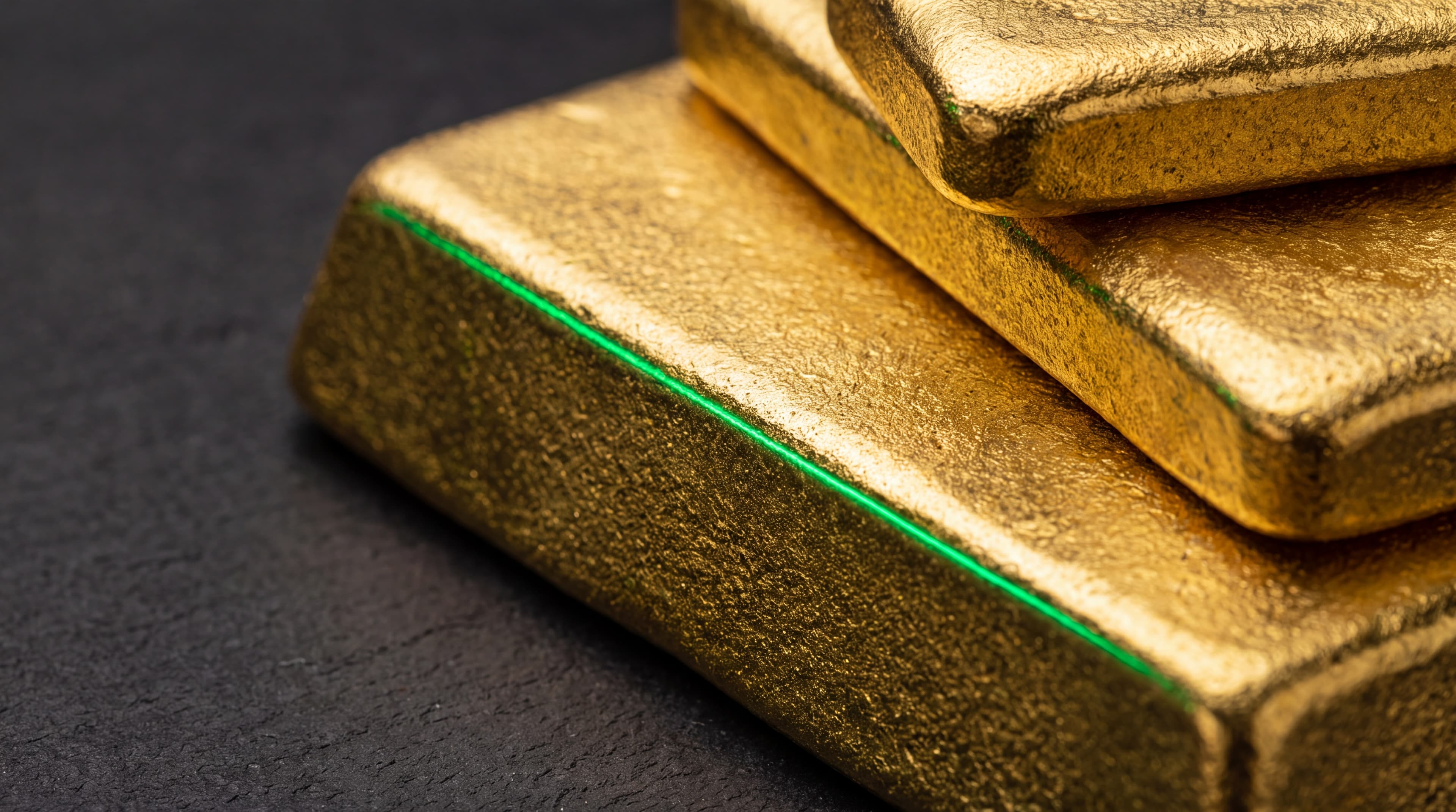 Unstamped gold bars on black stone